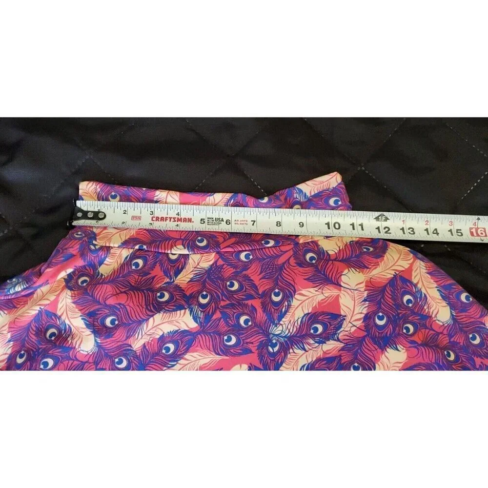 LuLaRoe Skirt Youth 8 Azure Skirt Peacock Feather Print Girls Purple Pink